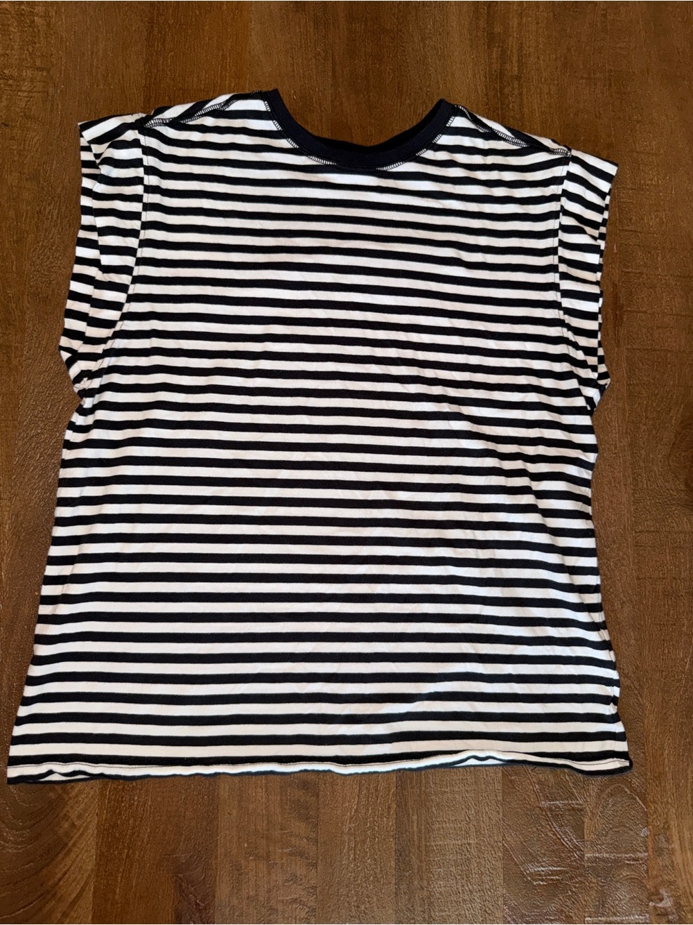 Everlane Black and White Striped Muscle Tee